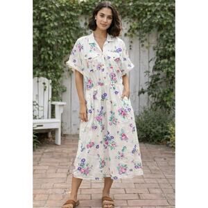 Vintage The American Shirt Dress Floral Modest Dress Size 26W Cottagecore 80’s